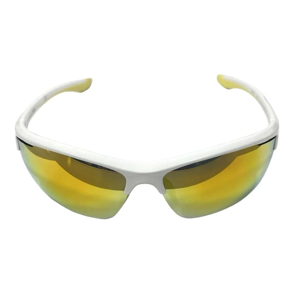 ADULT WHITE/ORANGE HALF-RIM BLADE SUNGLASSES - Picture 2 of 6